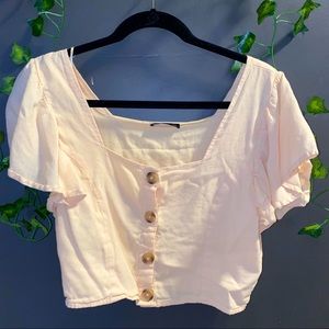 Cotton on Cream Button up Crop Top
